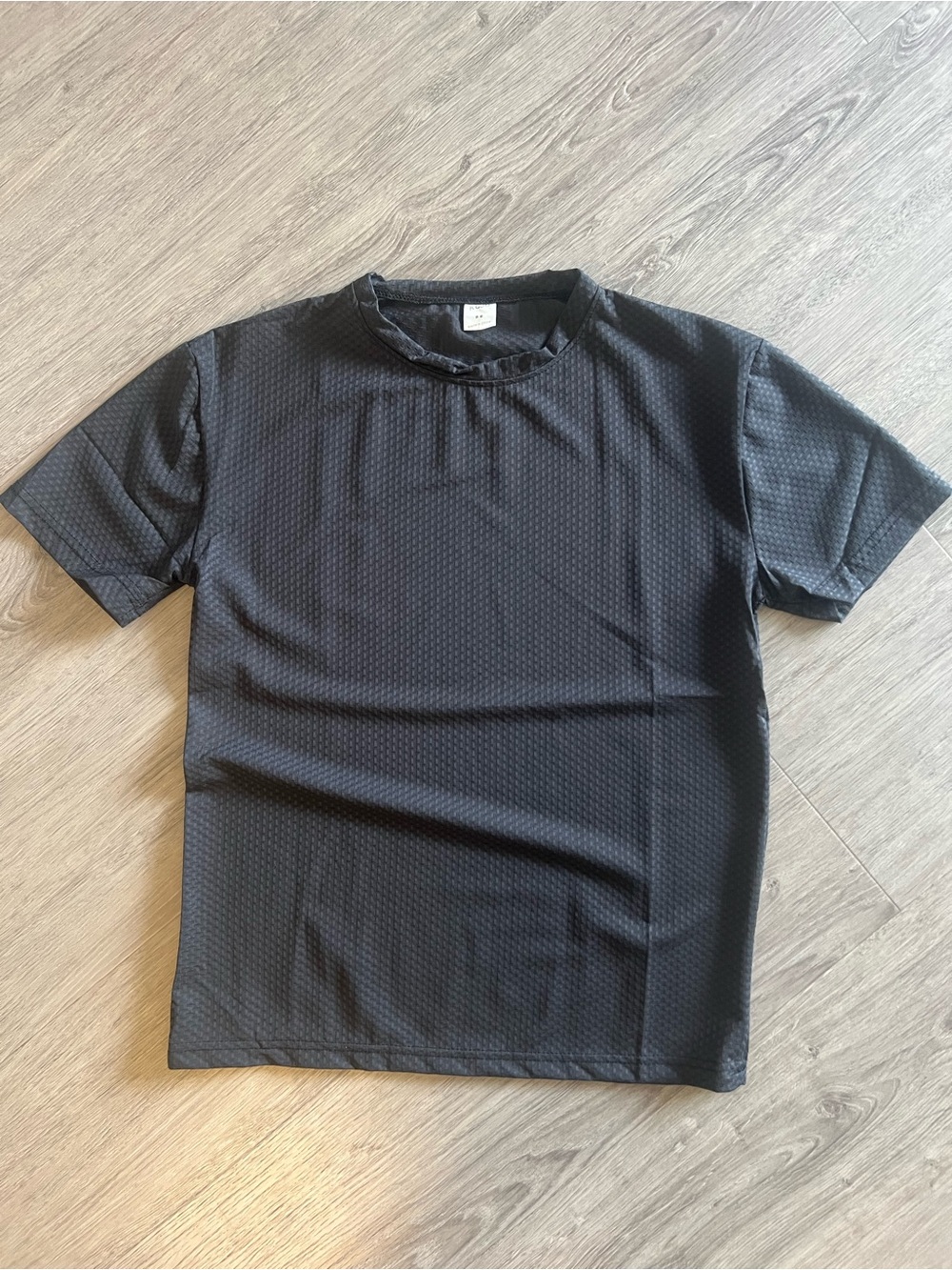 Men’s Black Textured Crew Neck T-Shirt Casual Short Sleeve Tee Size M